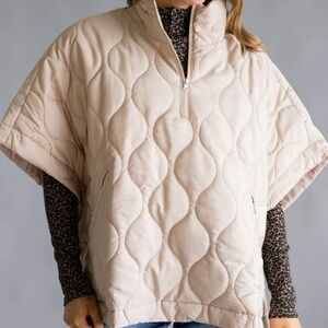 NWT Olive Green Quilted Poncho